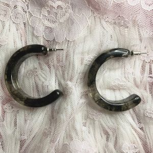 Clear Black Acrylic Hoop Earrings